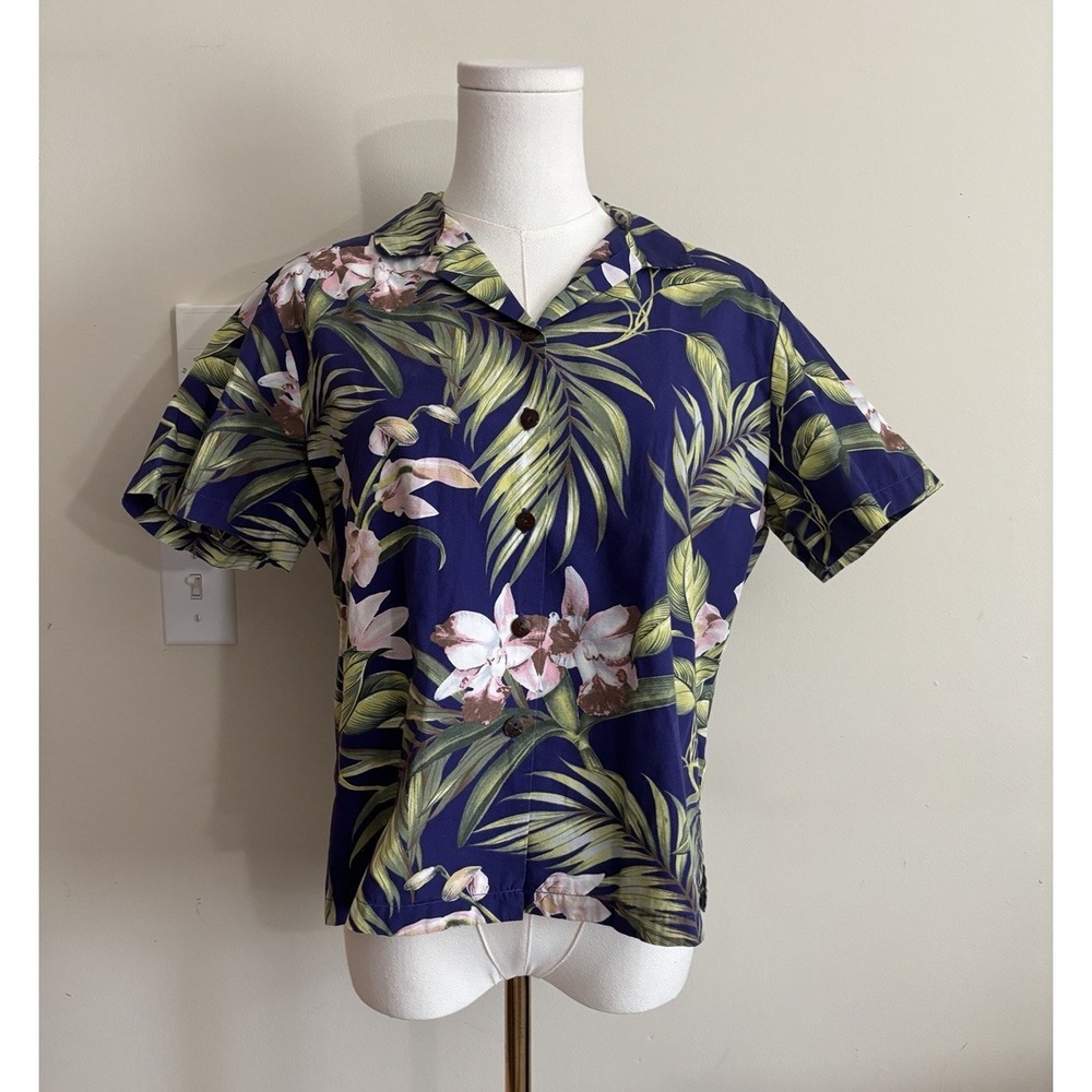 Hilo Hattie Womens Medium Button Up Shirt Tropical Hawaiian Vacation Cotton